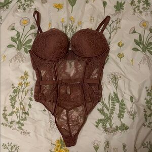 Victoria's Secret pink push-up Lace Bodysuit (L)